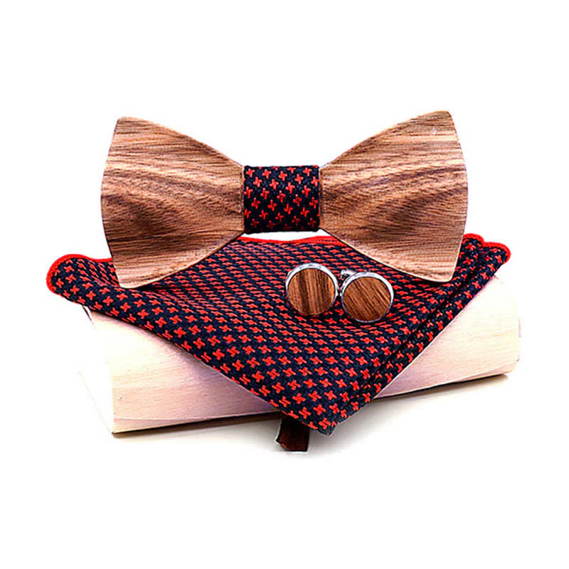 3Pcs Men's Classic Simple Wooden Bow Tie Set - Image 17