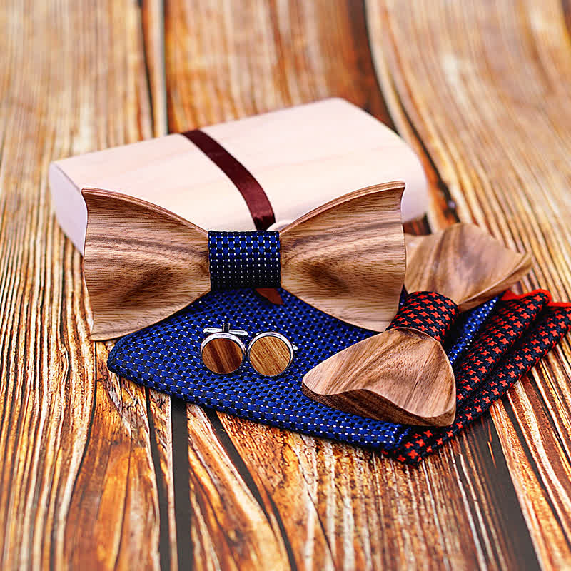 3Pcs Men's Classic Simple Wooden Bow Tie Set - Image 2