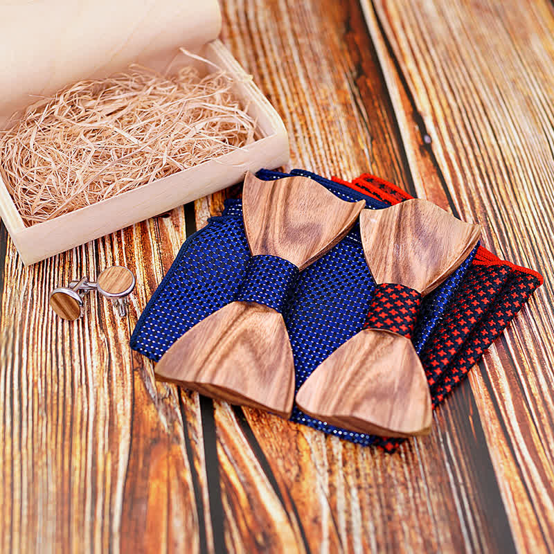 3Pcs Men's Classic Simple Wooden Bow Tie Set - Image 4