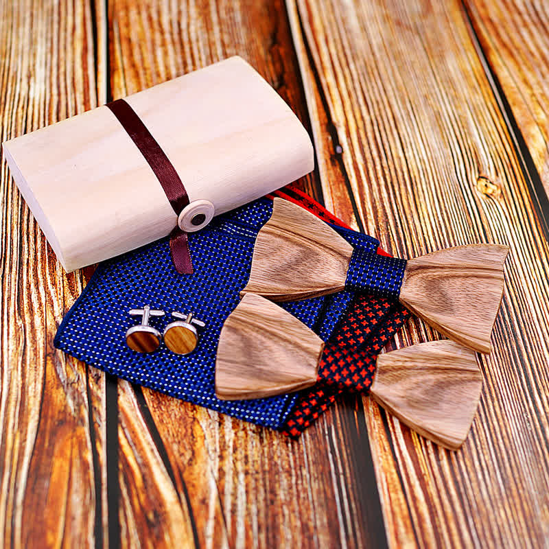 3Pcs Men's Classic Simple Wooden Bow Tie Set - Image 5