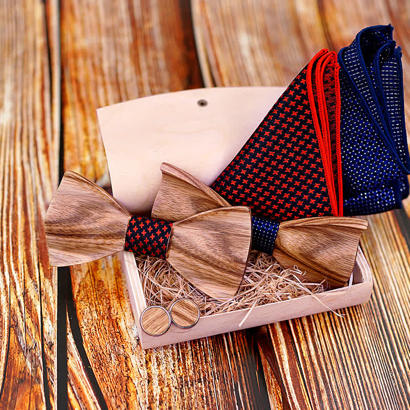 3Pcs Men's Classic Simple Wooden Bow Tie Set - Image 6