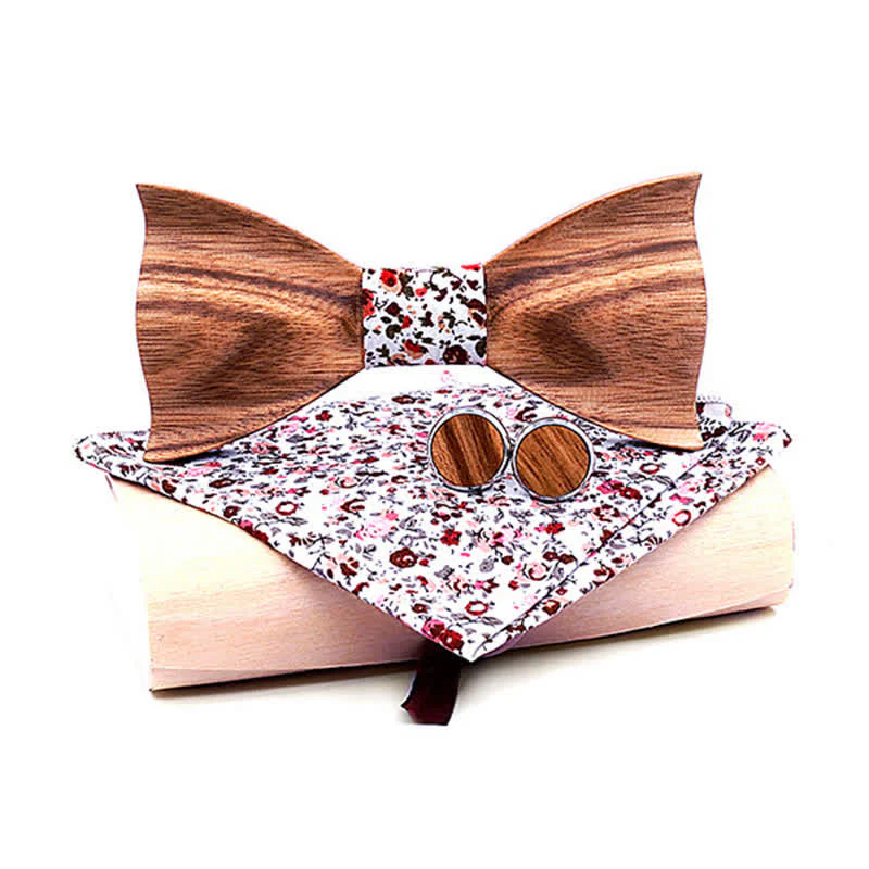 3Pcs Men's Classic Simple Wooden Bow Tie Set - Image 7