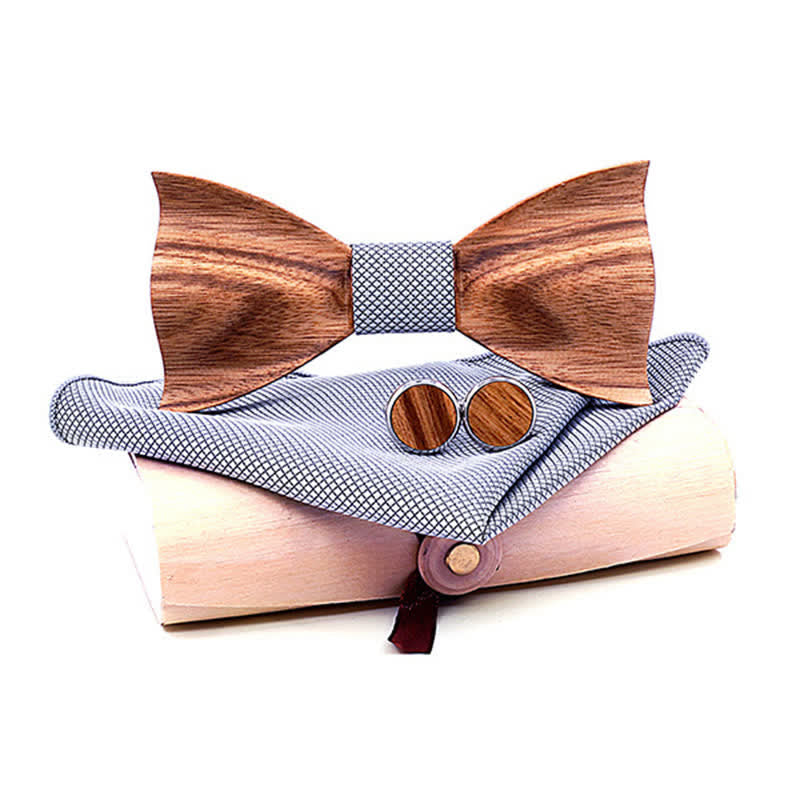 3Pcs Men's Classic Simple Wooden Bow Tie Set - Image 9