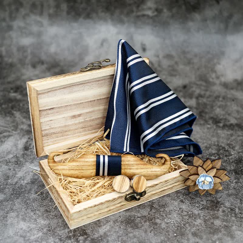 4Pcs Men's Burlywood Moustache Wooden Bow Tie Set - Image 5