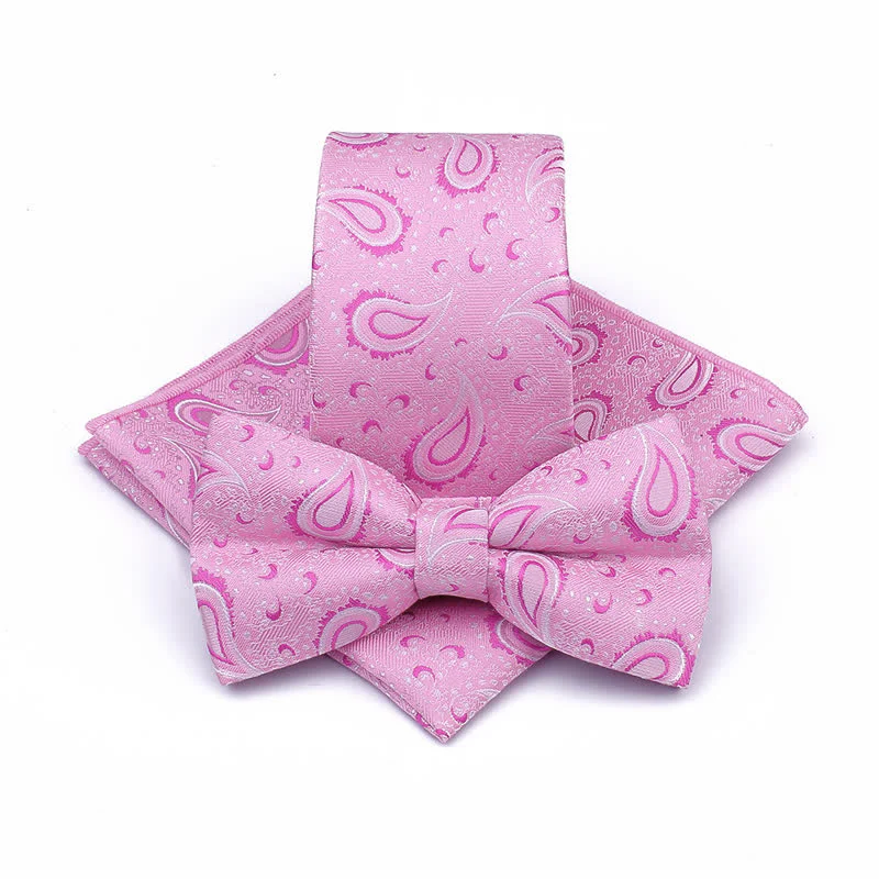 3Pcs Men's Cashew Flower Casual Bow Tie Necktie Set - Image 10