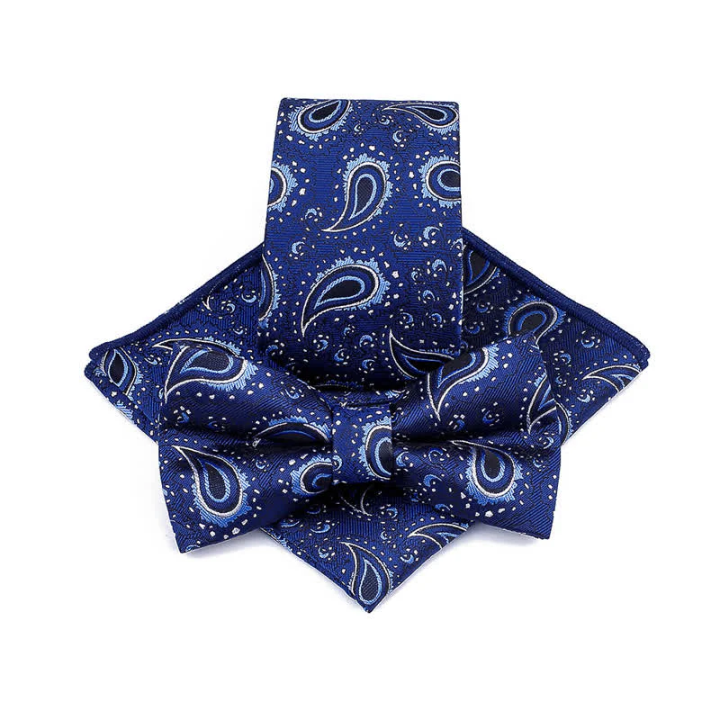 3Pcs Men's Cashew Flower Casual Bow Tie Necktie Set - Image 3