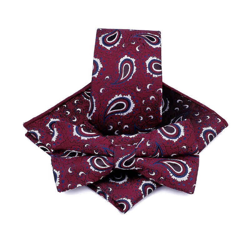 3Pcs Men's Cashew Flower Casual Bow Tie Necktie Set - Image 5