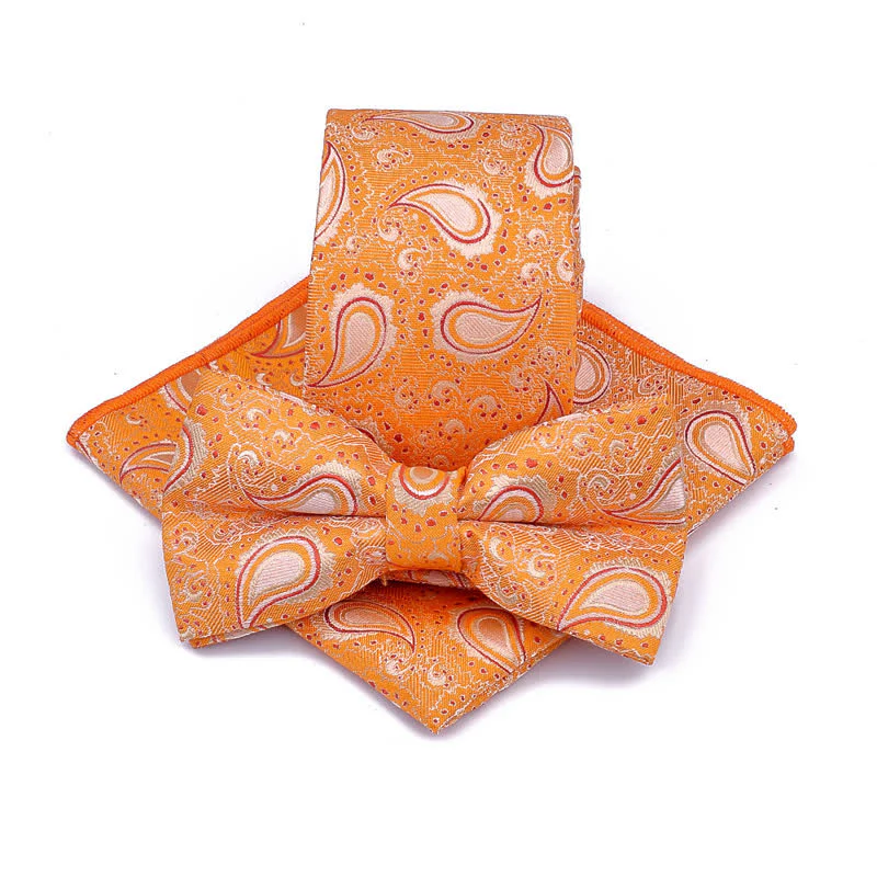 3Pcs Men's Cashew Flower Casual Bow Tie Necktie Set - Image 9