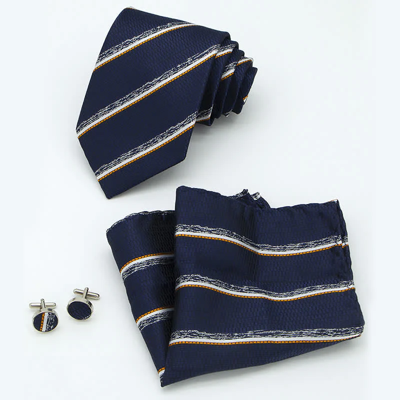 3Pcs Men's Casual Striped Office Accessory Necktie Set - Image 2