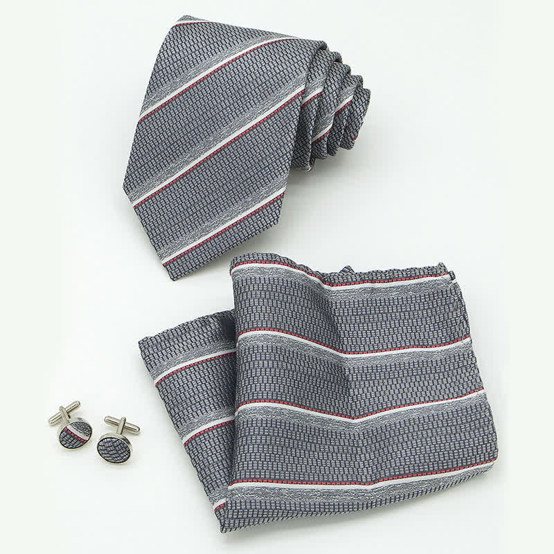 3Pcs Men's Casual Striped Office Accessory Necktie Set - Image 7