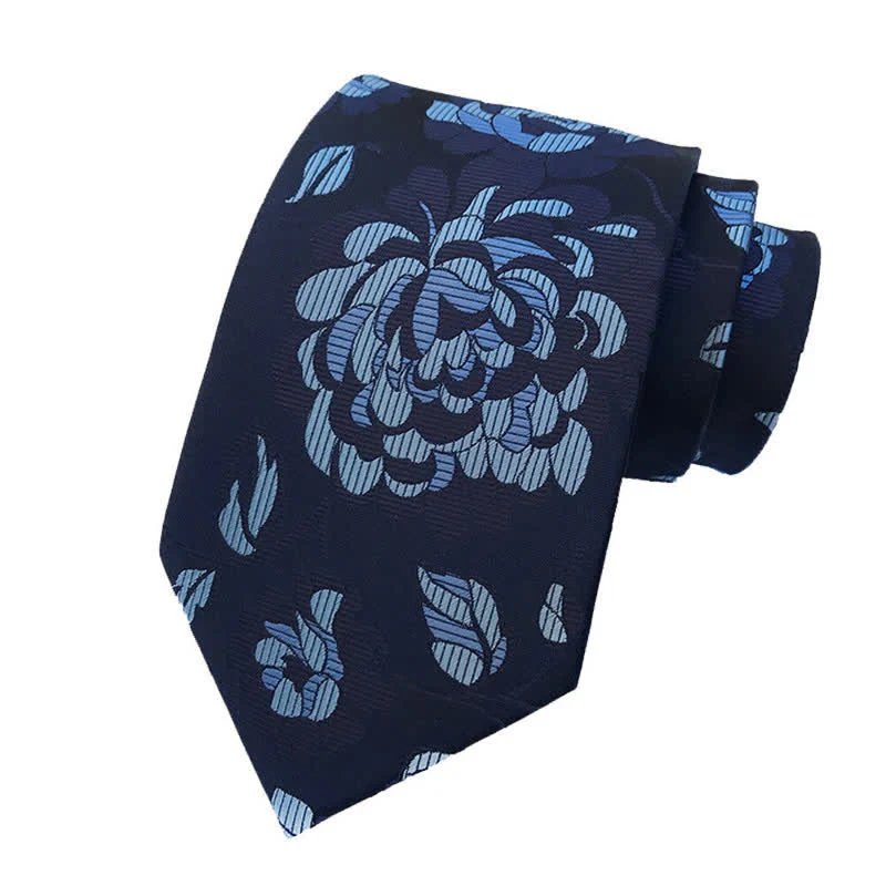 3Pcs Men's Chrysanthemum Floral Necktie Set - Image 2