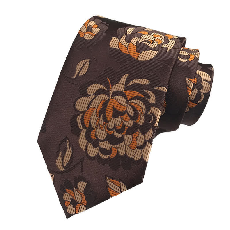 3Pcs Men's Chrysanthemum Floral Necktie Set - Image 4