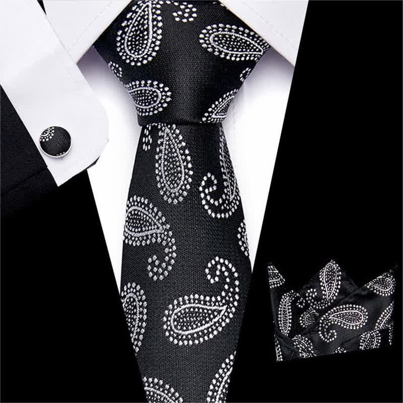 3Pcs Men's Classic Paisley Necktie Set - Image 4