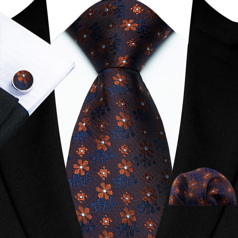 3Pcs Men's Cute Coloful Flower Necktie Set - Image 2
