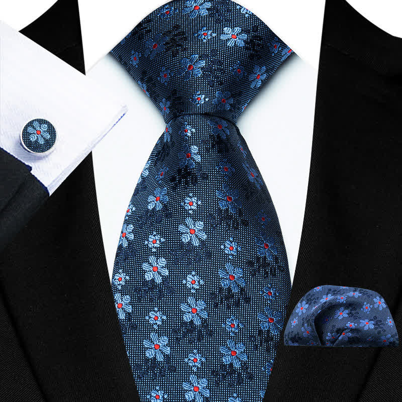 3Pcs Men's Cute Coloful Flower Necktie Set - Image 3