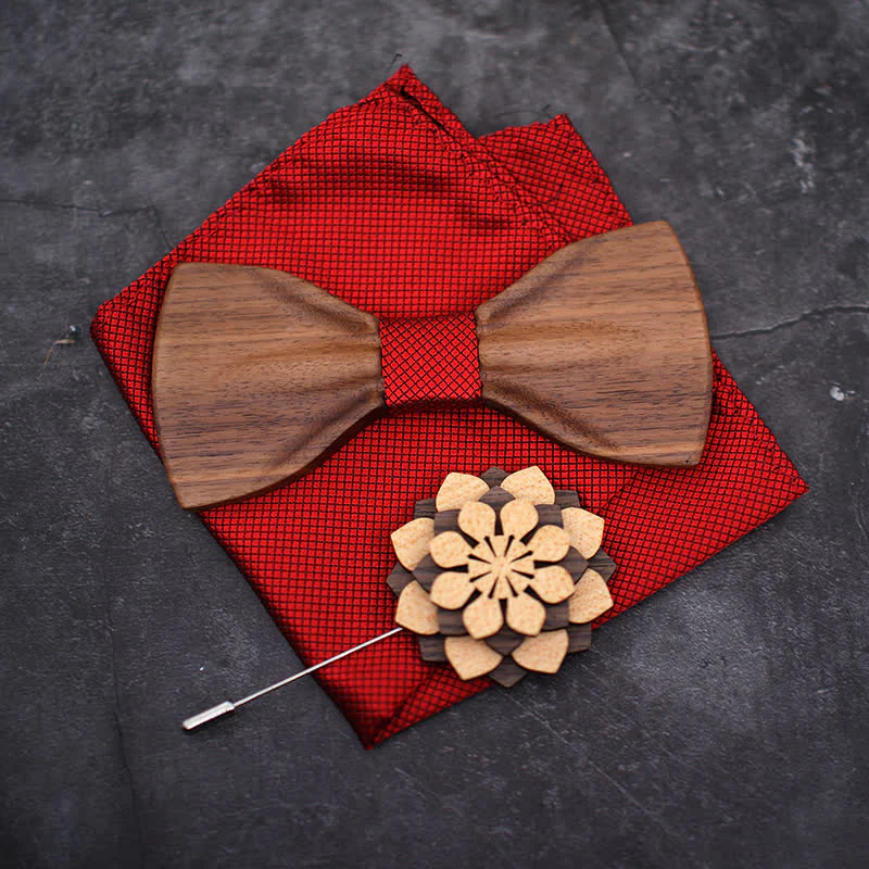 3Pcs Men's Decorative Natural Wooden Bow Tie Set - Image 11