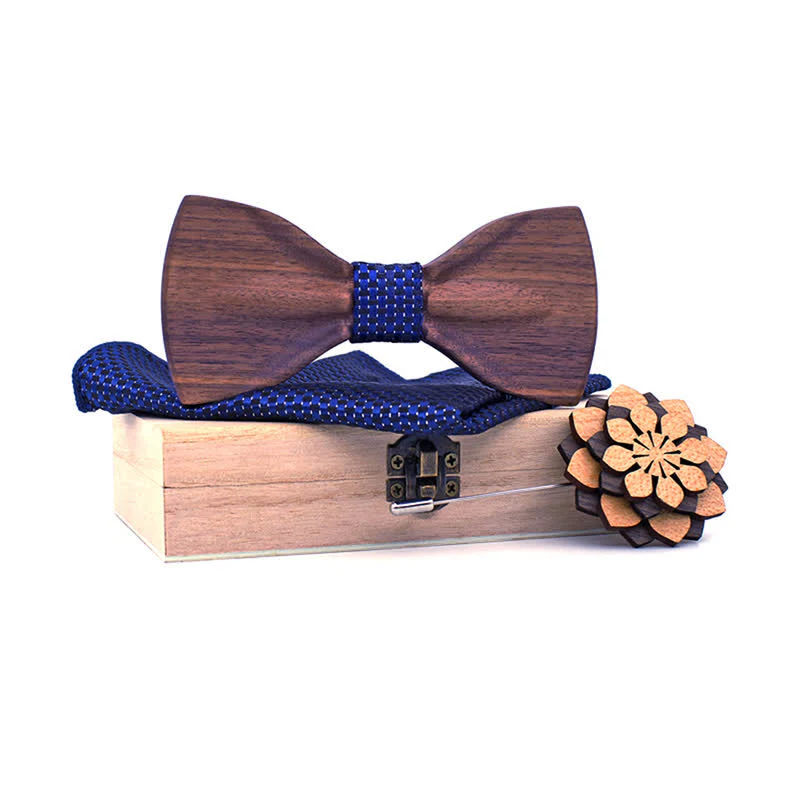 3Pcs Men's Decorative Natural Wooden Bow Tie Set - Image 12