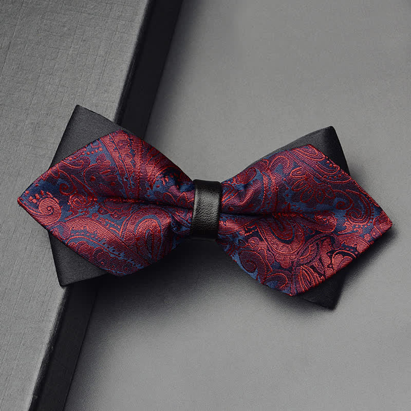 3Pcs Men's Exotic Paisley Double Pointed Bow Tie Set - Image 3