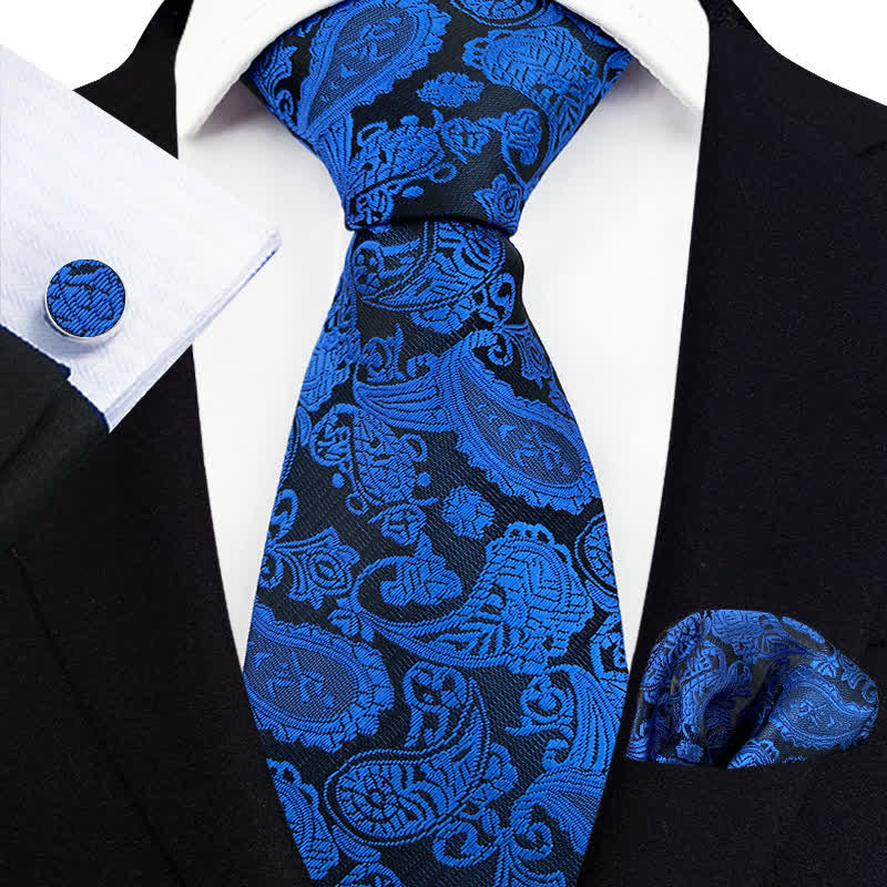 3Pcs Men's Exotic Paisley Necktie Set - Image 12