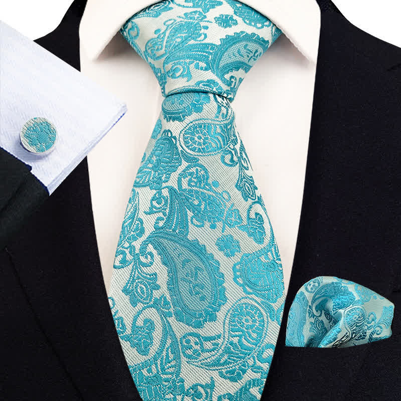 3Pcs Men's Exotic Paisley Necktie Set - Image 13