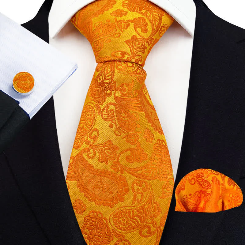 3Pcs Men's Exotic Paisley Necktie Set - Image 16