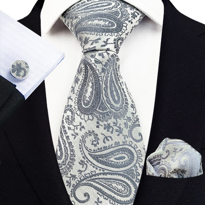 3Pcs Men's Exotic Paisley Necktie Set - Image 17