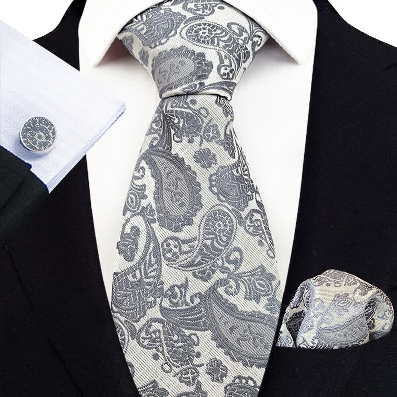3Pcs Men's Exotic Paisley Necktie Set - Image 2