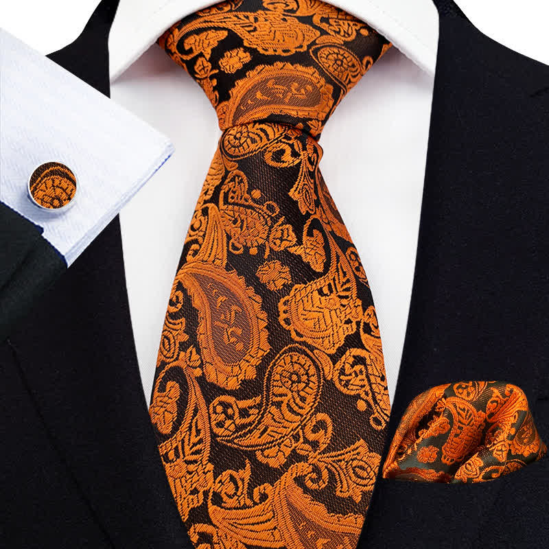 3Pcs Men's Exotic Paisley Necktie Set - Image 3