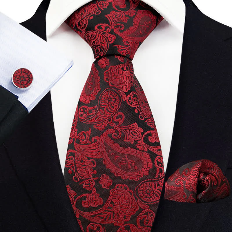 3Pcs Men's Exotic Paisley Necktie Set - Image 4