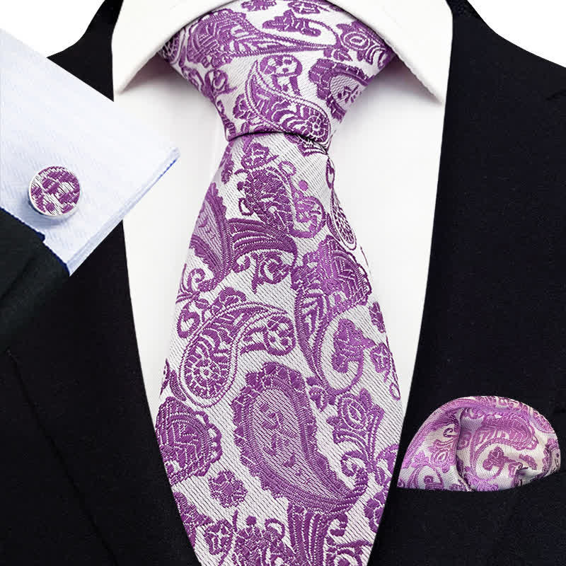 3Pcs Men's Exotic Paisley Necktie Set - Image 7