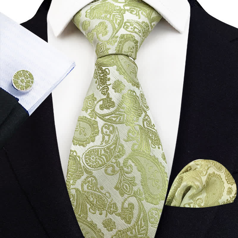 3Pcs Men's Exotic Paisley Necktie Set - Image 8