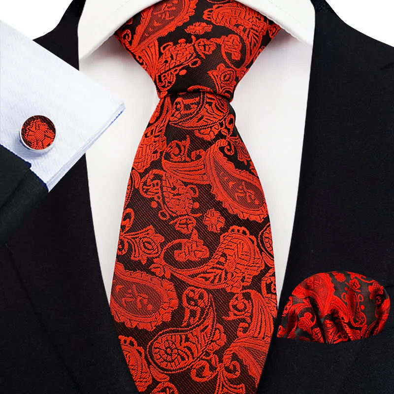 3Pcs Men's Exotic Paisley Necktie Set - Image 9