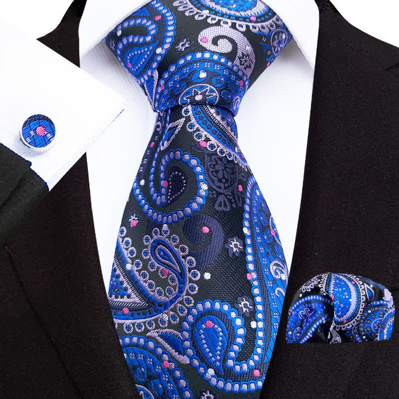 3Pcs Men's Exotic Palace Paisley Necktie Set - Image 2
