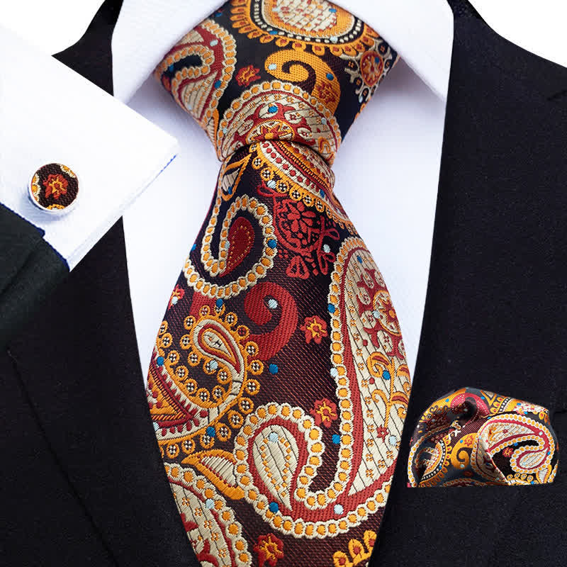 3Pcs Men's Exotic Palace Paisley Necktie Set - Image 3