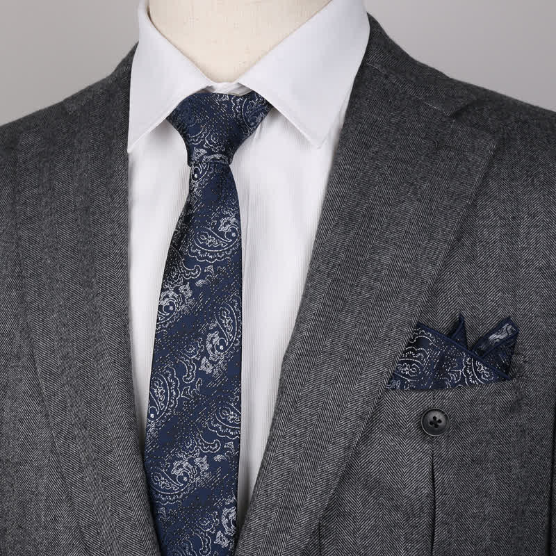 3Pcs Men's Fantasy Paisley Pocket Square Necktie Bow Tie Set - Image 3