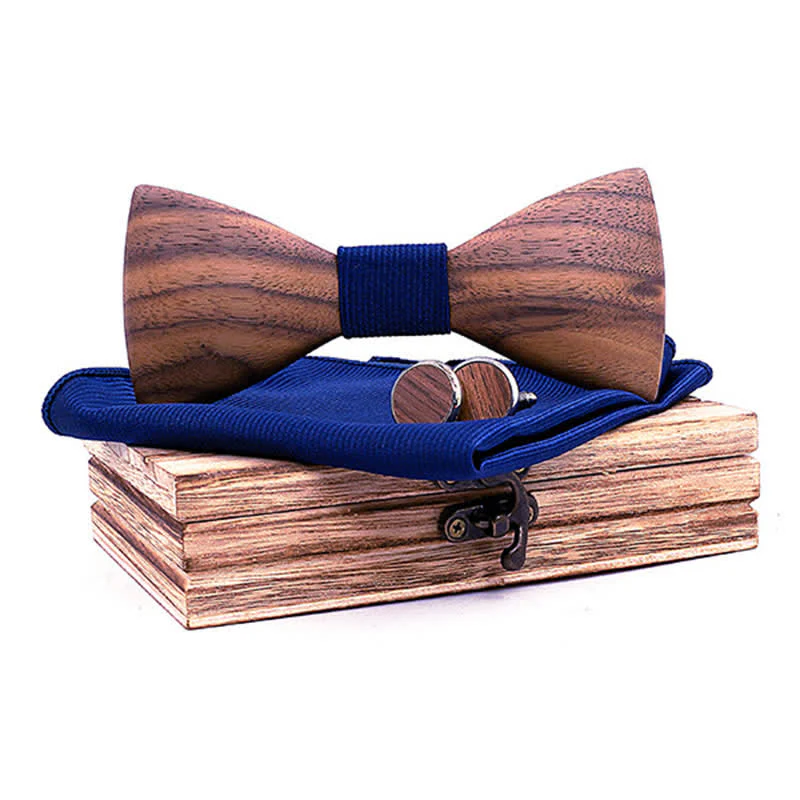 3Pcs Men's Fashion Black Walnut Wooden Bow Tie Set - Image 10