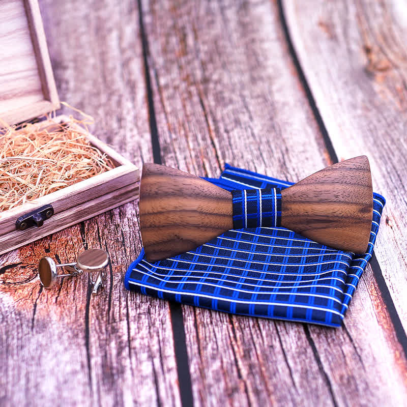 3Pcs Men's Fashion Black Walnut Wooden Bow Tie Set - Image 7
