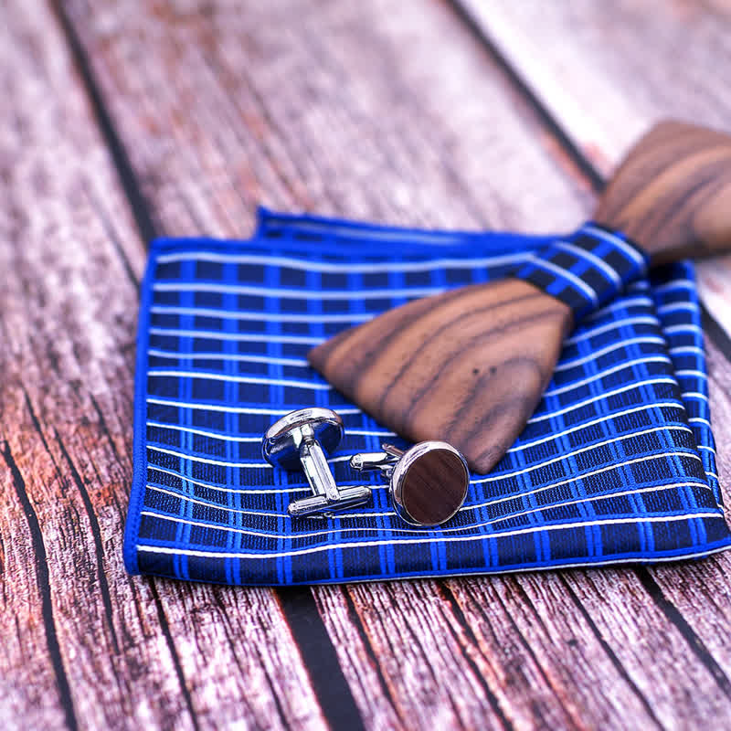 3Pcs Men's Fashion Black Walnut Wooden Bow Tie Set - Image 8