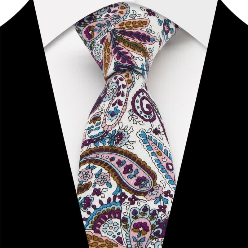 3Pcs Men's Flowers Paisley Cotton Bow Tie Necktie Set - Image 11