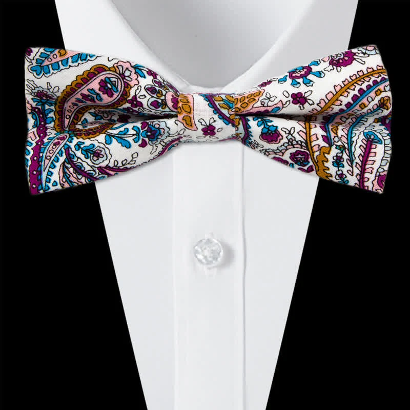 3Pcs Men's Flowers Paisley Cotton Bow Tie Necktie Set - Image 12