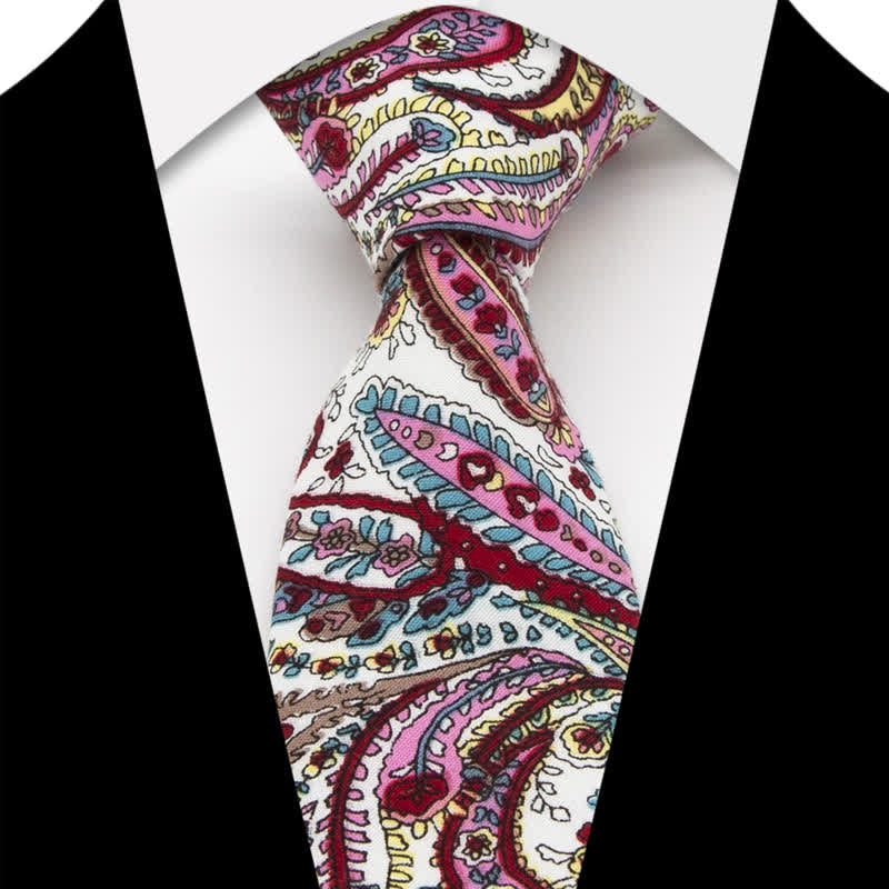 3Pcs Men's Flowers Paisley Cotton Bow Tie Necktie Set - Image 2