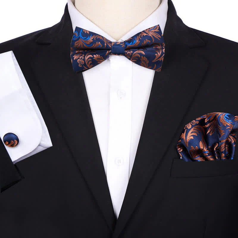 3Pcs Men's Formal Jacquard Paisley Pocket Square Bow Tie Set - Image 4