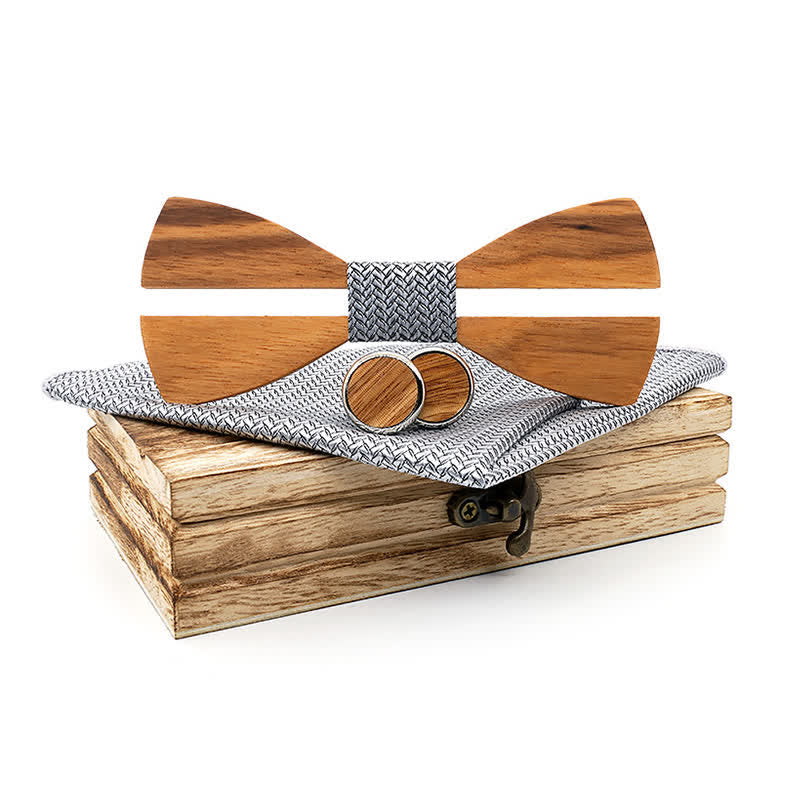 3Pcs Men's Funny Hollow Moustach Wooden Bow Tie Set - Image 10