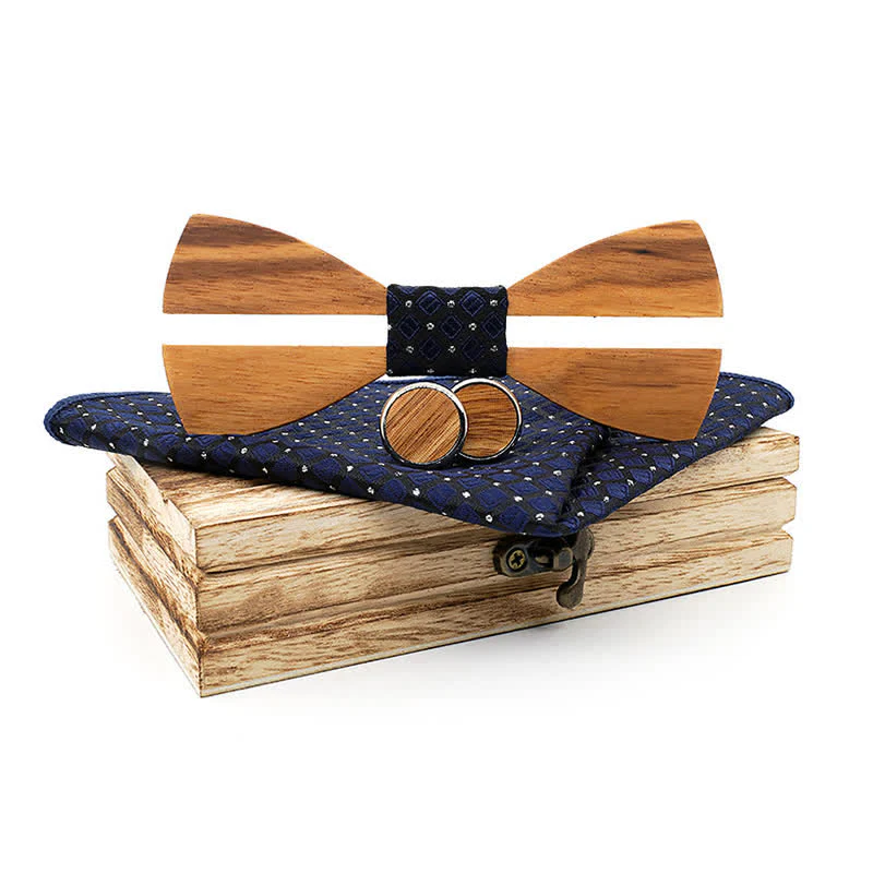 3Pcs Men's Funny Hollow Moustach Wooden Bow Tie Set - Image 12