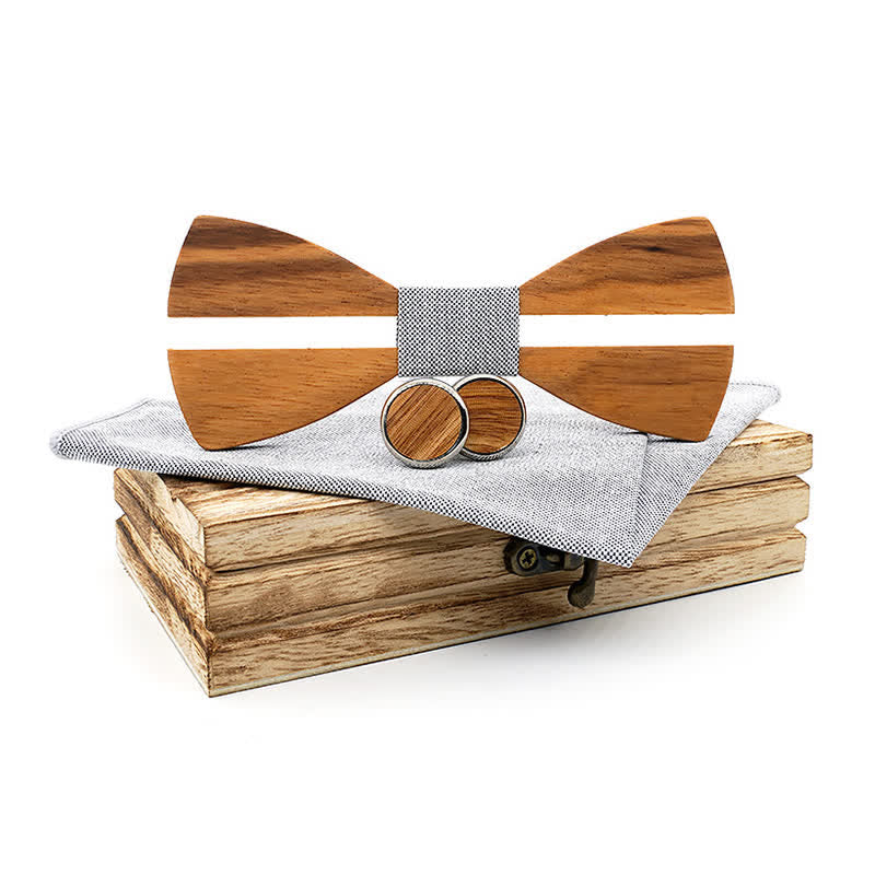 3Pcs Men's Funny Hollow Moustach Wooden Bow Tie Set - Image 13