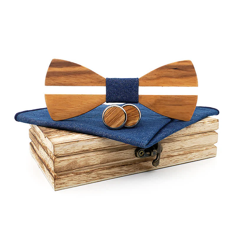 3Pcs Men's Funny Hollow Moustach Wooden Bow Tie Set - Image 14