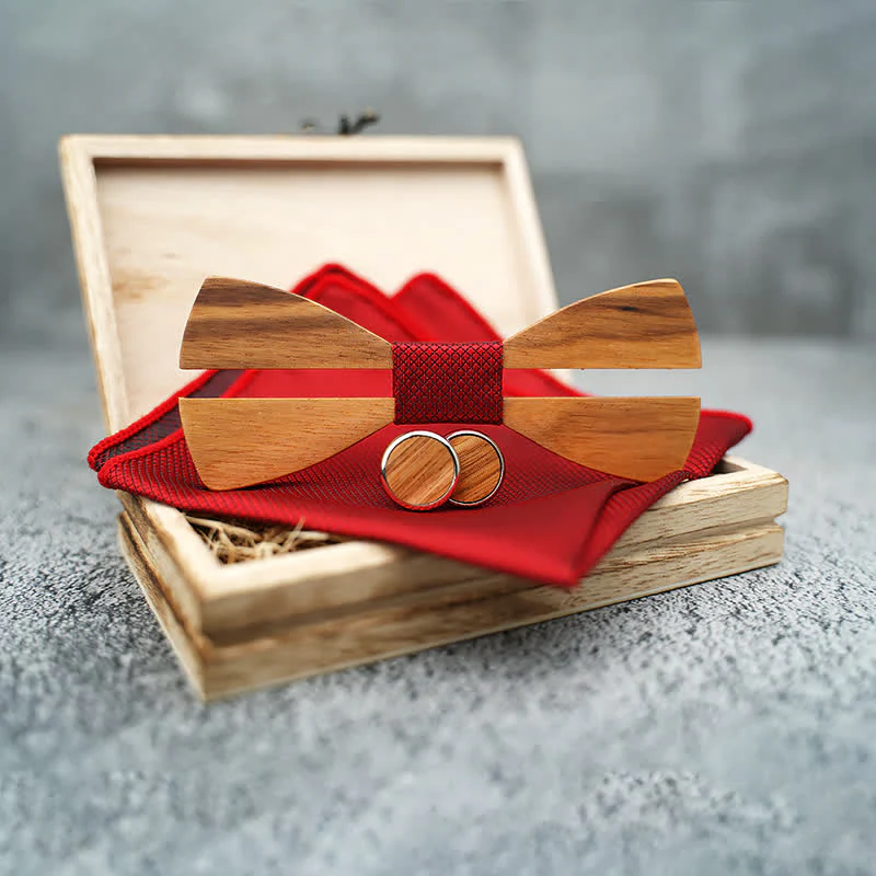 3Pcs Men's Funny Hollow Moustach Wooden Bow Tie Set - Image 2
