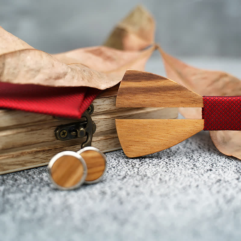 3Pcs Men's Funny Hollow Moustach Wooden Bow Tie Set - Image 4