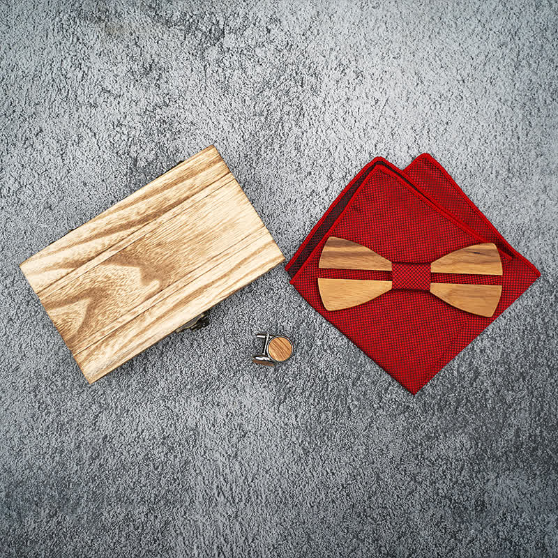 3Pcs Men's Funny Hollow Moustach Wooden Bow Tie Set - Image 6