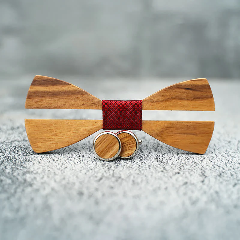 3Pcs Men's Funny Hollow Moustach Wooden Bow Tie Set - Image 8